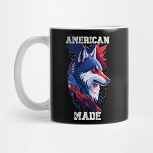 American 4th of July American Made Wolf Mug